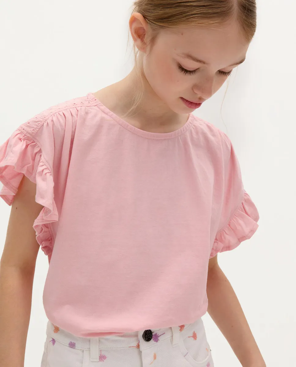 Футболка из хлопка для девочек с рюшами Scalpers, цвет Rosa
Футболка из хлопка для девочек с рюшами Scalpers, цвет Rosa