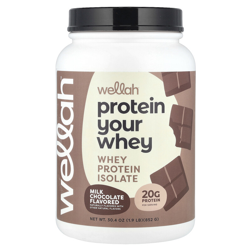 Wellah, Protein Your Whey, изолят сывороточного протеина, молочный шоколад, 852 г (1,9 фунта)
Wellah, Protein Your Whey, изолят сывороточного протеина, молочный шоколад, 852 г (1,9 фунта)