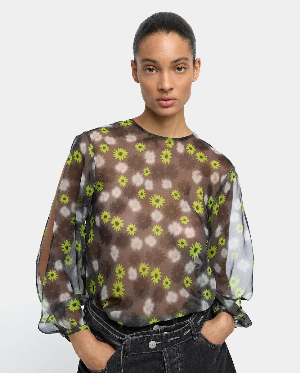 Женская блузка из 100% вискозы с длинными рукавами, полупрозрачная, с цветочным принтом Parfois, мультиколор
Женская блузка из 100% вискозы с длинными рукавами, полупрозрачная, с цветочным принтом Parfois, мультиколор