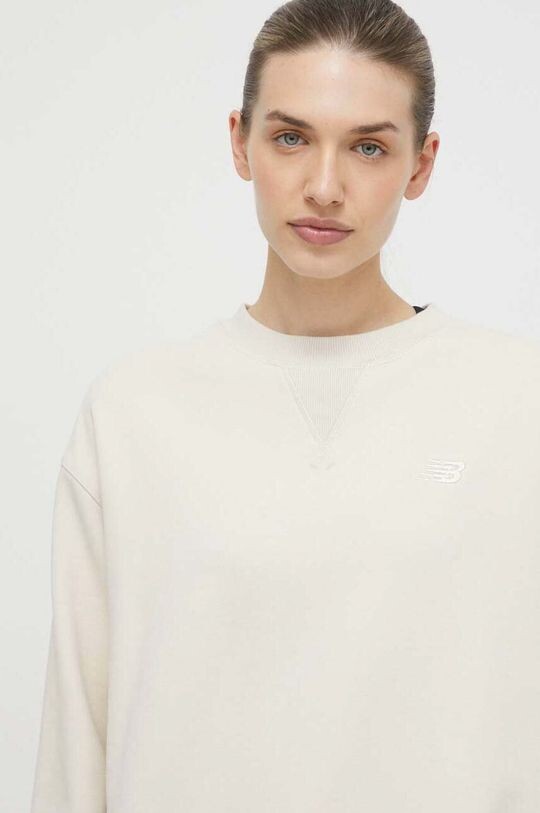 Хлопковая толстовка New Balance, бежевый 
Хлопковая толстовка New Balance, бежевый