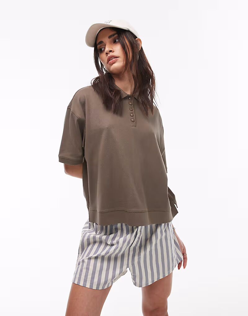 Поло свободного кроя с короткими рукавами Topshop цвета хаки
Поло свободного кроя с короткими рукавами Topshop цвета хаки