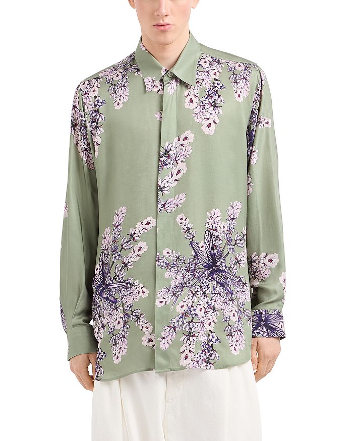 Шелковая рубашка с цветочным принтом, классический крой, на пуговицах Emporio Armani, мультиколор
Шелковая рубашка с цветочным принтом, классический крой, на пуговицах Emporio Armani, мультиколор