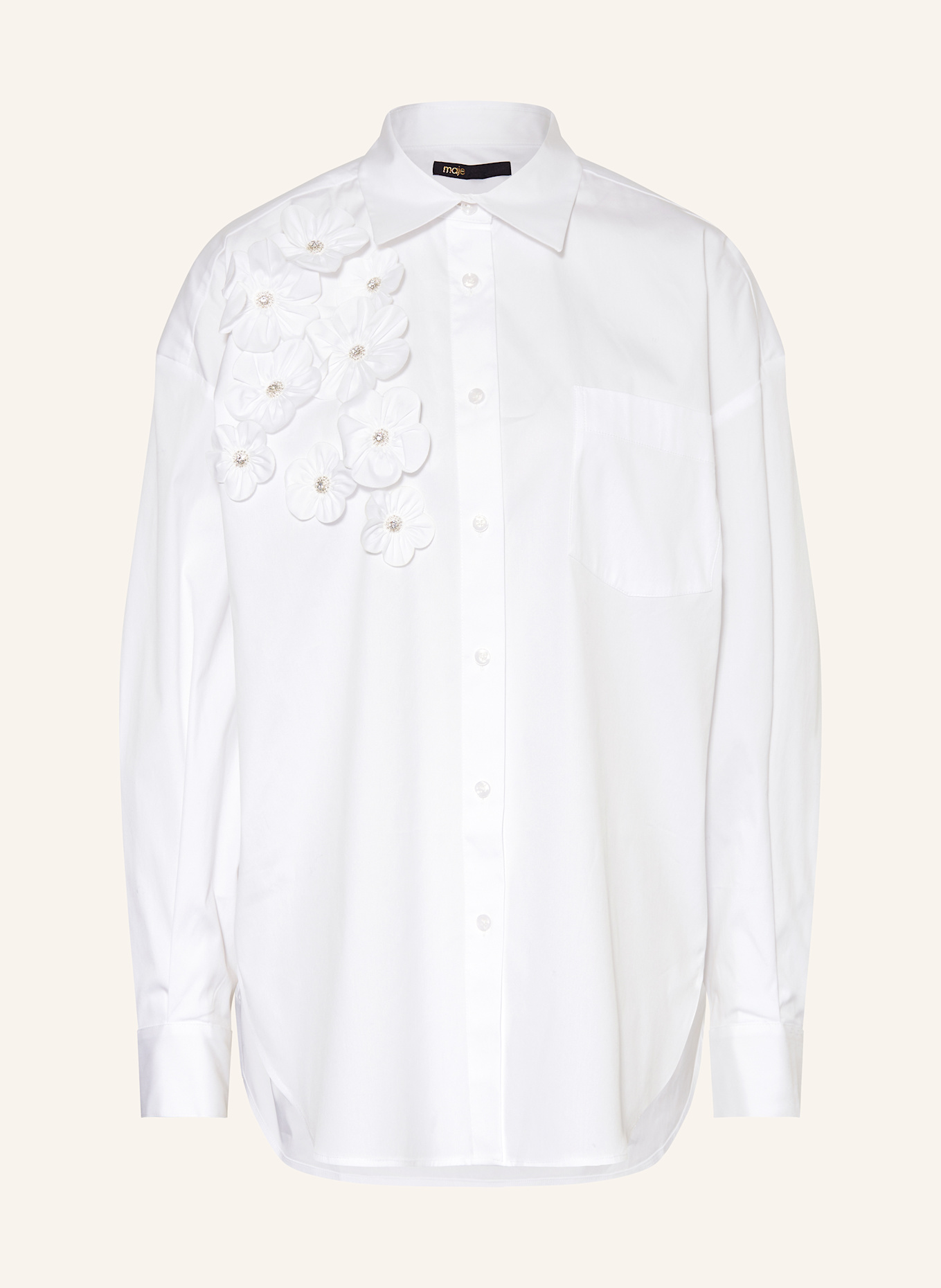 Блузка-Рубашка Carmelo с драгоценными камнями Maje, белый
Блузка-Рубашка Carmelo с драгоценными камнями Maje, белый