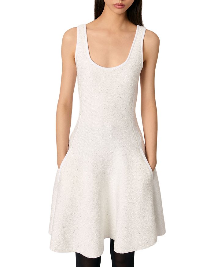 Короткое трикотажное платье с пайетками Maje, белый
Короткое трикотажное платье с пайетками Maje, белый