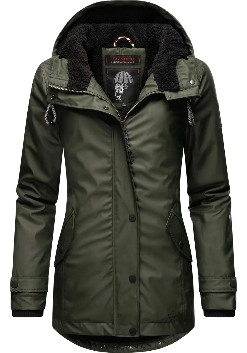 Дождевик Navahoo "Lindraa", с капюшоном, стильная непромокаемая куртка для активного отдыха с плюшевым мехом, зеленый
Дождевик Navahoo "Lindraa", с капюшоном, стильная непромокаемая куртка для активного отдыха с плюшевым мехом, зеленый