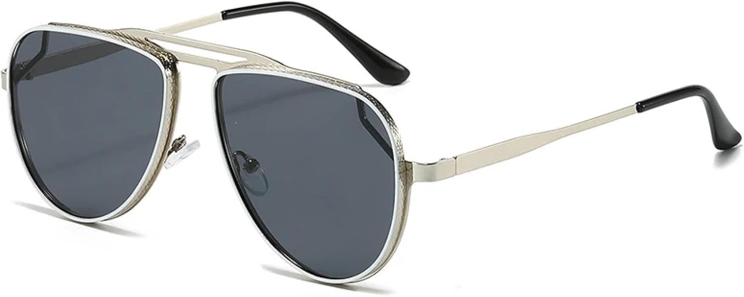 Ретро-классические металлические солнцезащитные очки с двойной перемычкой для женщин, модные солнцезащитные очки с градиентным зеркальным покрытием, защита от УФ-излучения UV400 для мужчин TVTBBVV, Silver Grey
Ретро-классические металлические солнцезащитные очки с двойной перемычкой для женщин, модные солнцезащитные очки с градиентным зеркальным покрытием, защита от УФ-излучения UV400 для мужчин TVTBBVV, Silver Grey