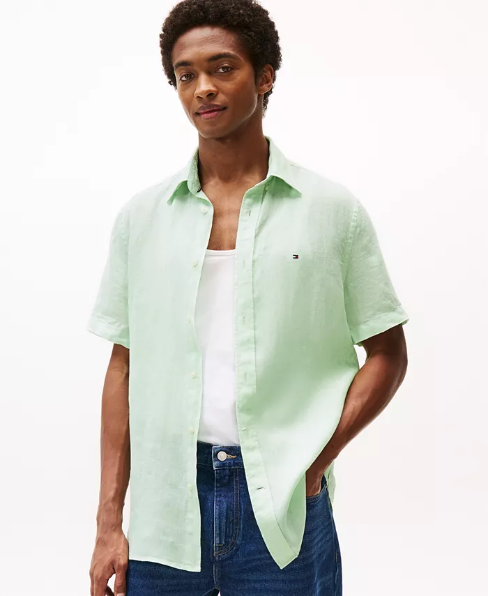 Мужская рубашка с коротким рукавом из льна классического кроя Tommy Hilfiger, зеленый
Мужская рубашка с коротким рукавом из льна классического кроя Tommy Hilfiger, зеленый