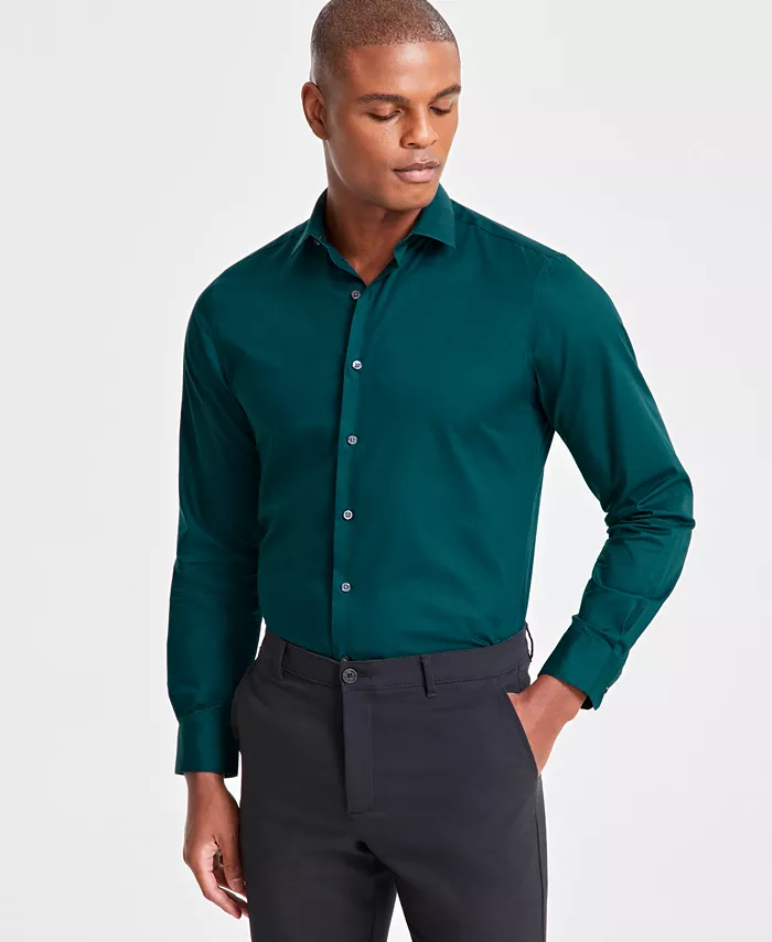 Мужская однотонная рубашка облегающего кроя Alfani, зеленый
Мужская однотонная рубашка облегающего кроя Alfani, зеленый