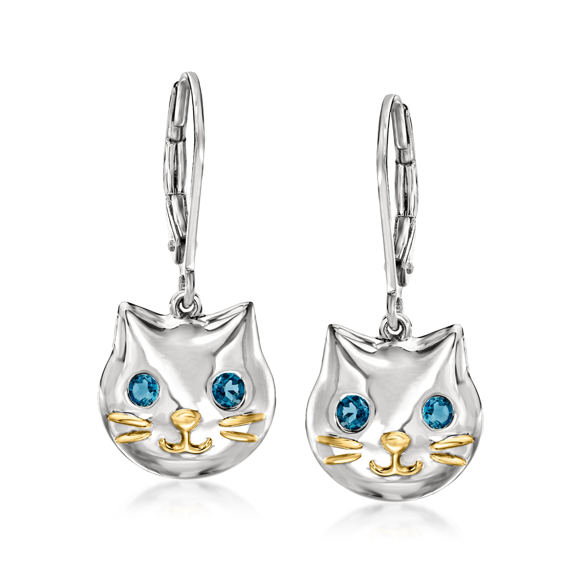 Серьги-подвески Ross-Simons London с голубым топазом и подвеской в виде кошки из стерлингового серебра с 18-каратным золотом поверх стерлингового серебра Ross-Simons, синий
Серьги-подвески Ross-Simons London с голубым топазом и подвеской в виде кошки из стерлингового серебра с 18-каратным золотом поверх стерлингового серебра Ross-Simons, синий