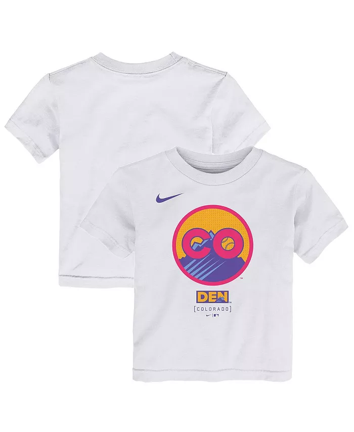 Детская белая футболка Colorado Rockies 2025 City Connect с логотипом Nike
Детская белая футболка Colorado Rockies 2025 City Connect с логотипом Nike
