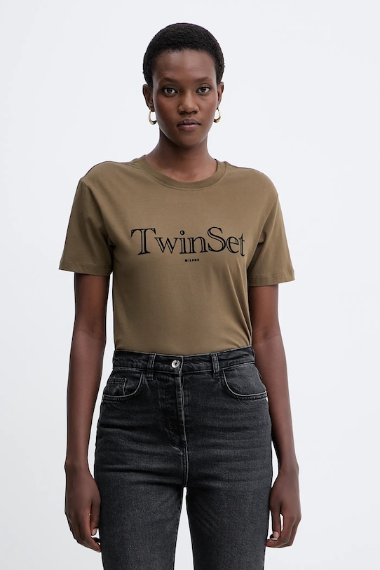 Хлопковая футболка Twinset, зеленый
Хлопковая футболка Twinset, зеленый