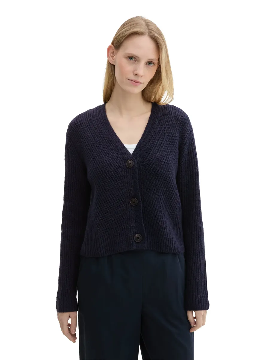 Кардиган TOM TAILOR с планкой на пуговицах, синий
Кардиган TOM TAILOR с планкой на пуговицах, синий