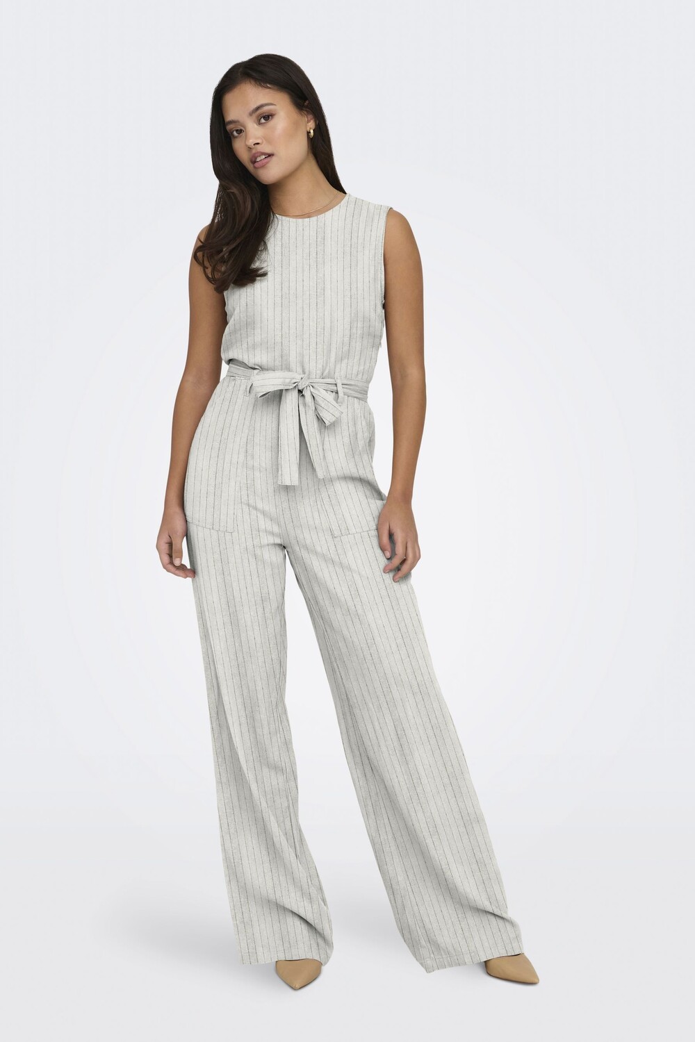 Комбинезон из смесового льна завязывающийся на талии Only, бежевый
Комбинезон из смесового льна завязывающийся на талии Only, бежевый