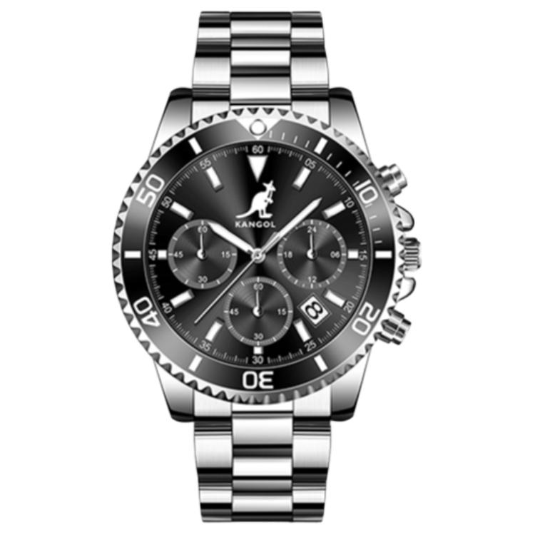 Кварцевые часы из нержавеющей стали с черным циферблатом KANGOL
Кварцевые часы из нержавеющей стали с черным циферблатом KANGOL