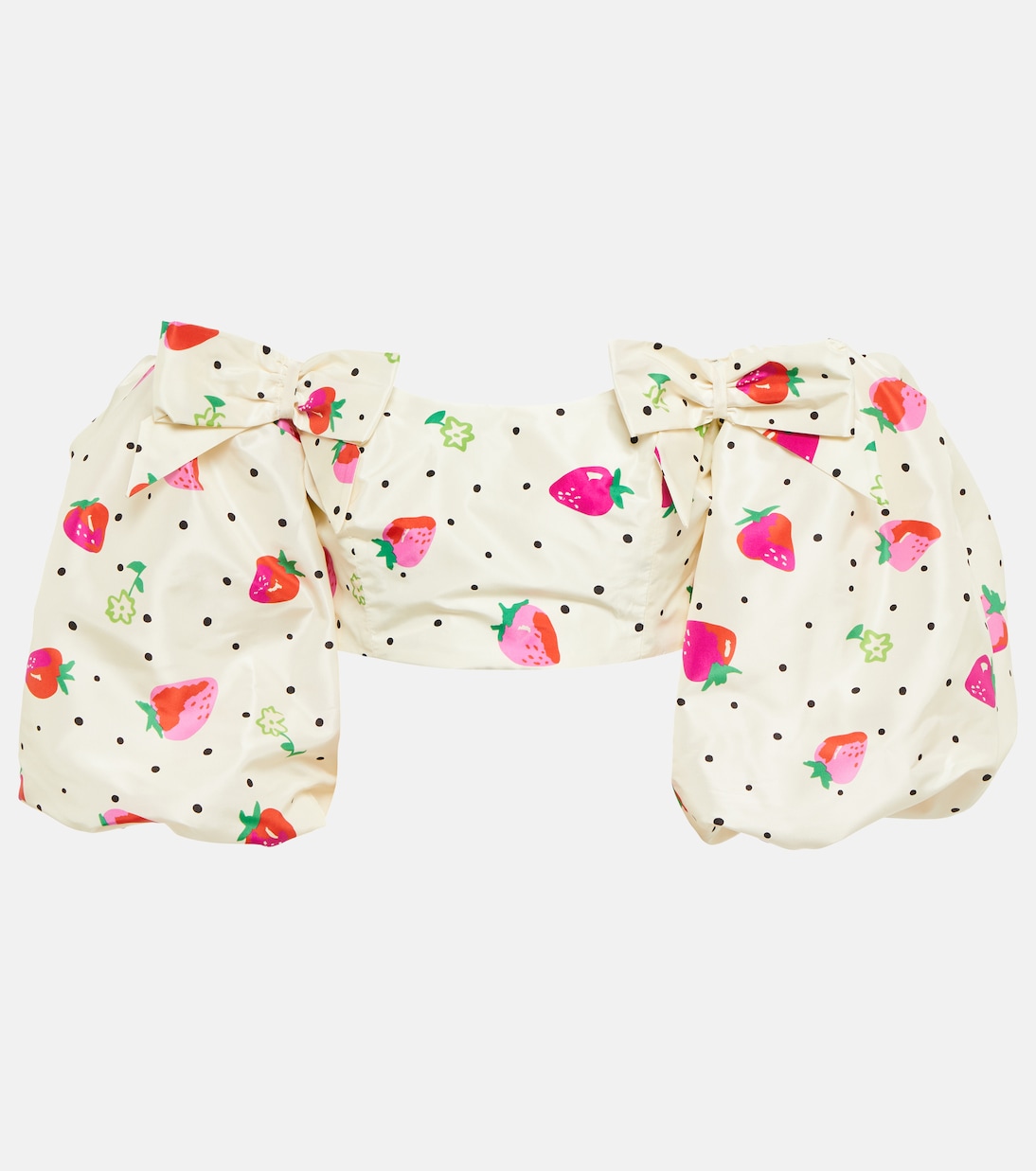 Укороченный топ из шелка с принтом Alessandra Rich, белый
Укороченный топ из шелка с принтом Alessandra Rich, белый