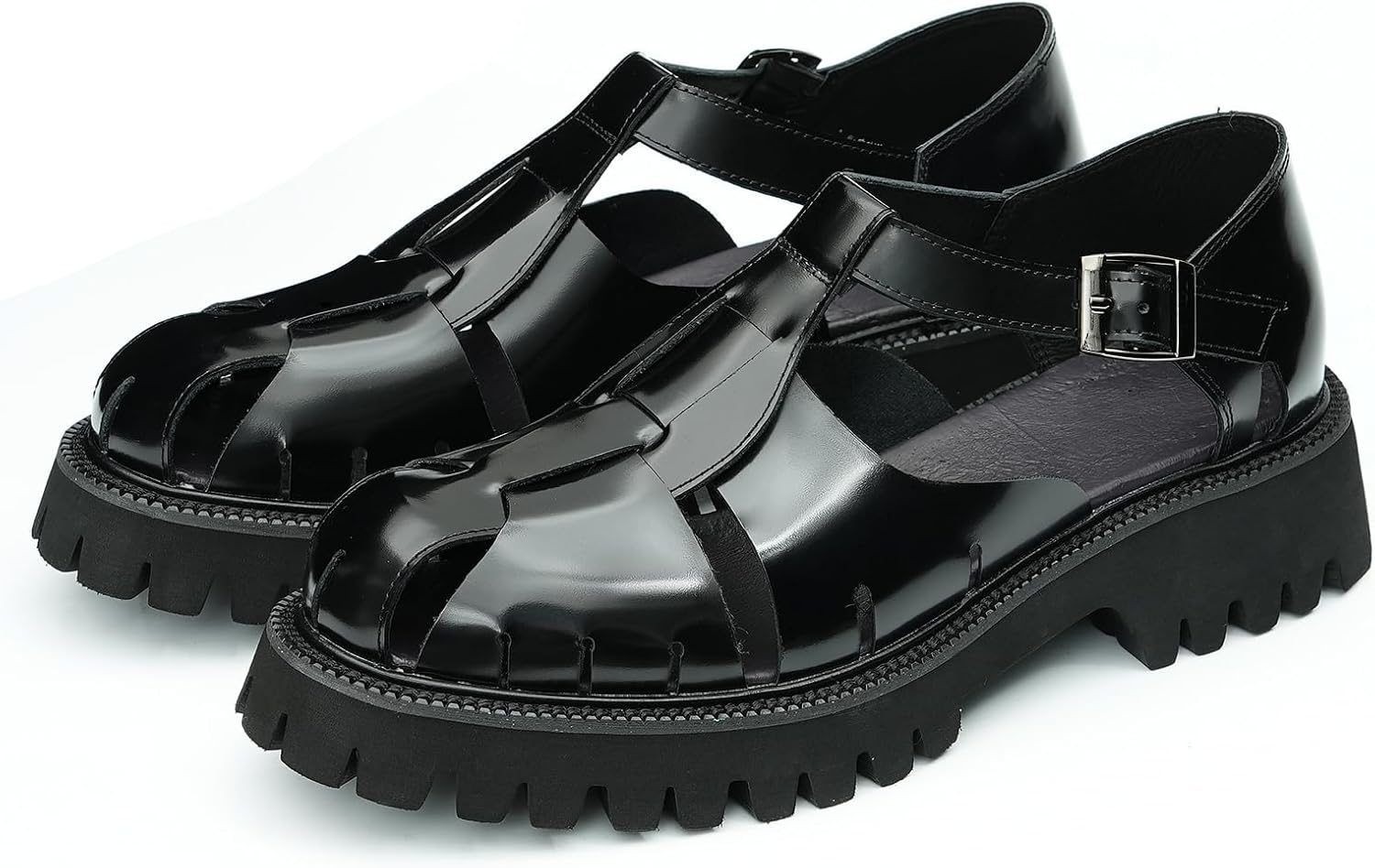 Мужские кожаные сандалии neweyesee - верх из полированной натуральной телячьей кожи, сандалии-рыбаки, регулируемый ремешок, подошва из резиновой смеси, комфортные и стильные, идеально подходят для лета и повседневной носки, черный
Мужские кожаные сандалии neweyesee - верх из полированной натуральной телячьей кожи, сандалии-рыбаки, регулируемый ремешок, подошва из резиновой смеси, комфортные и стильные, идеально подходят для лета и повседневной носки, черный