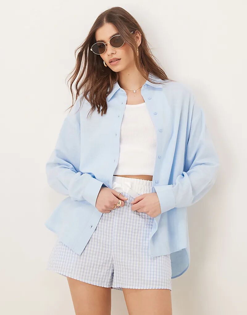 Рубашка Stradivarius из льняной смеси цвета деним
Рубашка Stradivarius из льняной смеси цвета деним