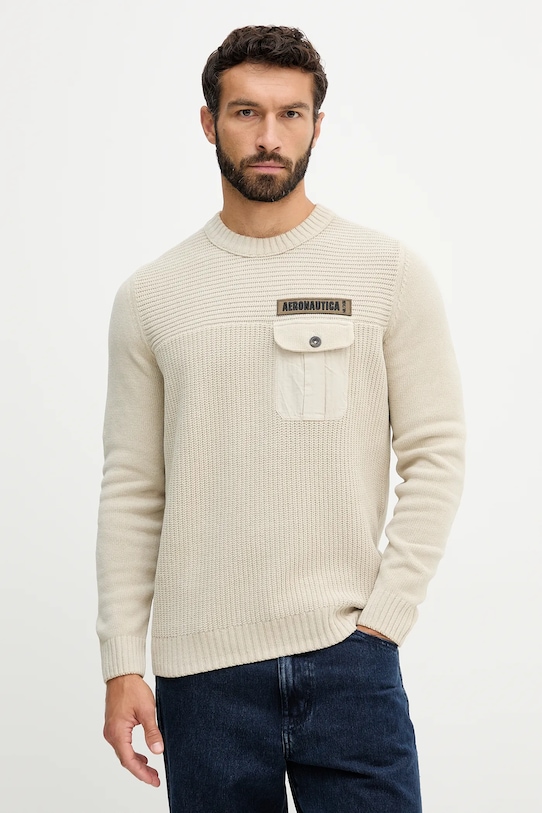 Хлопковый свитер Aeronautica Militare, бежевый
Хлопковый свитер Aeronautica Militare, бежевый