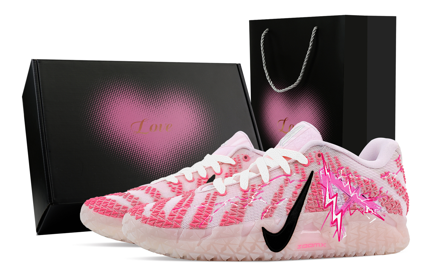 Nike Мужские низкие баскетбольные кроссовки Ja Morant 3 Lightning Rainbow, Heart Box Rebound Grip, розовые
Nike Мужские низкие баскетбольные кроссовки Ja Morant 3 Lightning Rainbow, Heart Box Rebound Grip, розовые