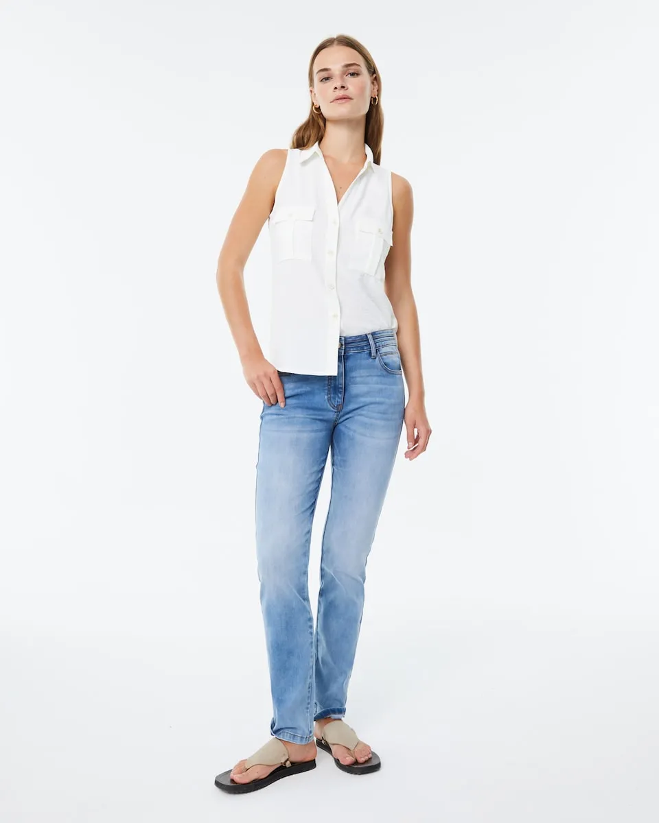 Женские прямые джинсы средней посадки с вышитыми задними карманами Paz Torras, синий
Женские прямые джинсы средней посадки с вышитыми задними карманами Paz Torras, синий