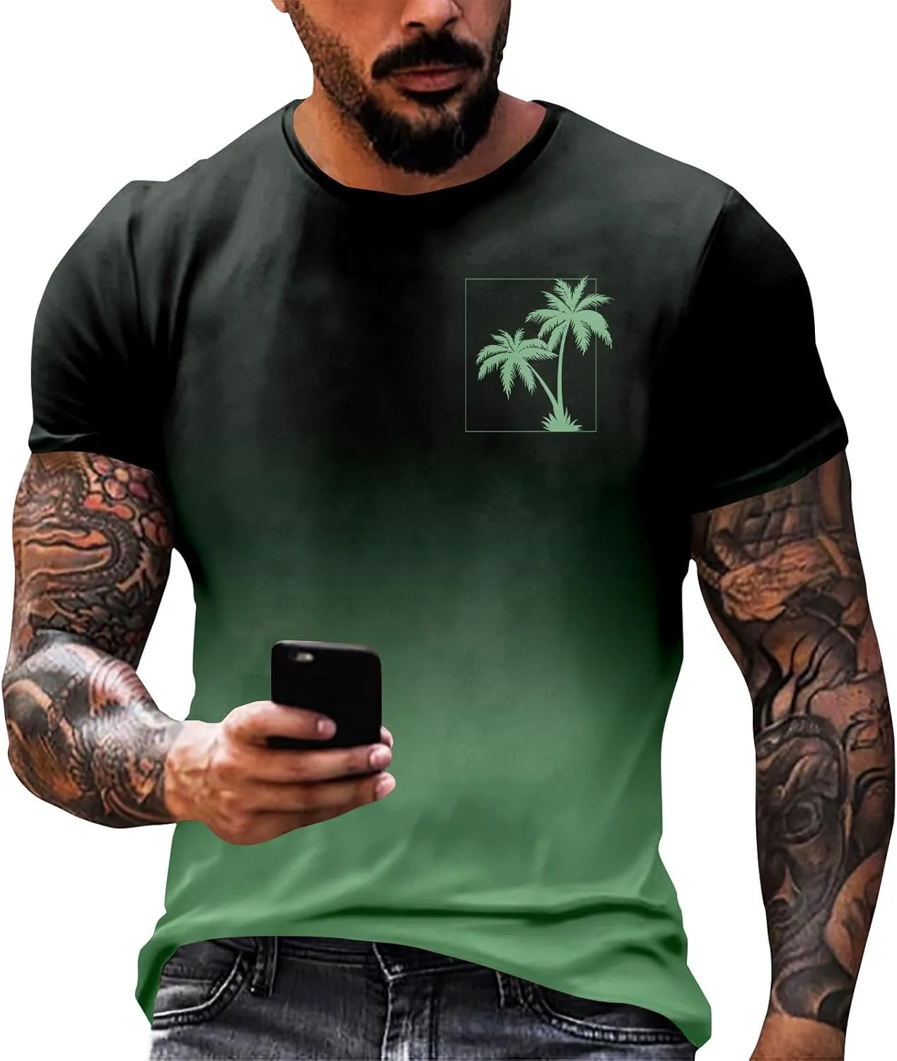 WENKOMG1 мужская футболка с коротким рукавом, градиент, принт пальмы, S-2XL
WENKOMG1 мужская футболка с коротким рукавом, градиент, принт пальмы, S-2XL