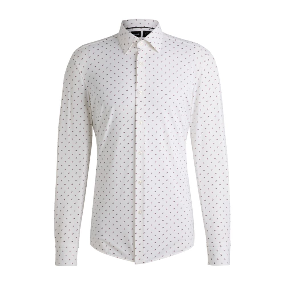 Рубашка облегающего кроя из эластичного материала с принтом BOSS, розовый
Рубашка облегающего кроя из эластичного материала с принтом BOSS, розовый