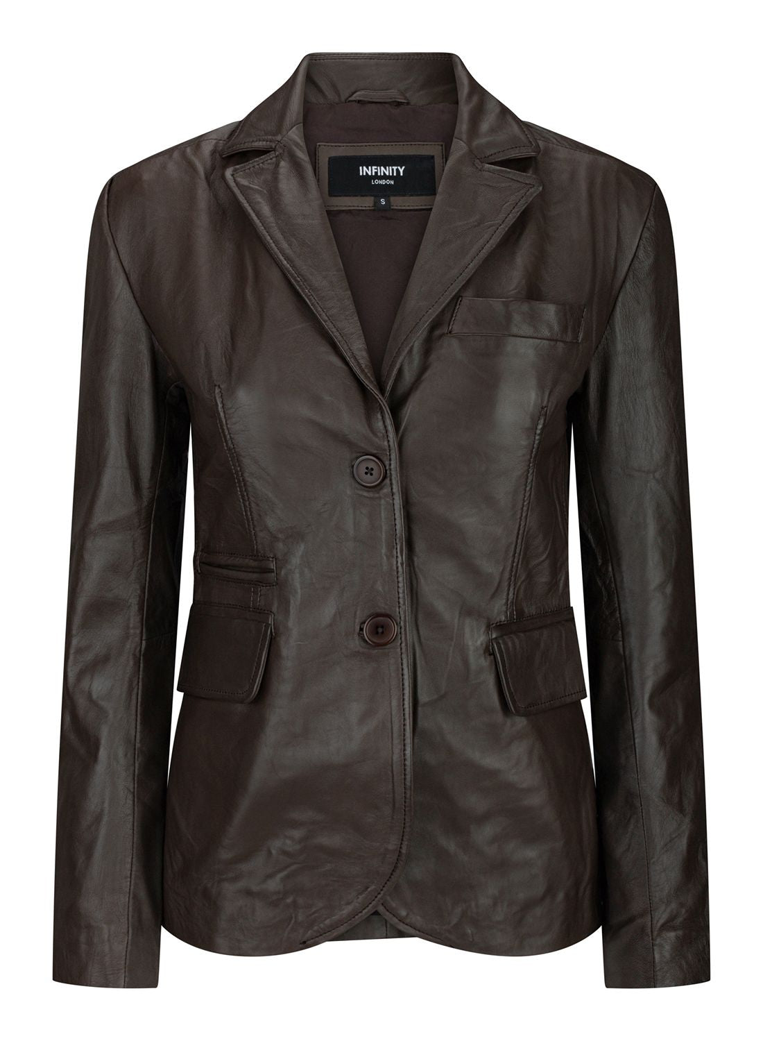 Приталенный пиджак из натуральной кожи на 2 пуговицах TruClothing, коричневый
Приталенный пиджак из натуральной кожи на 2 пуговицах TruClothing, коричневый