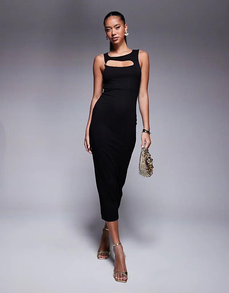 Платье миди без рукавов с асимметричной отделкой ASOS DESIGN черного цвета 
Платье миди без рукавов с асимметричной отделкой ASOS DESIGN черного цвета