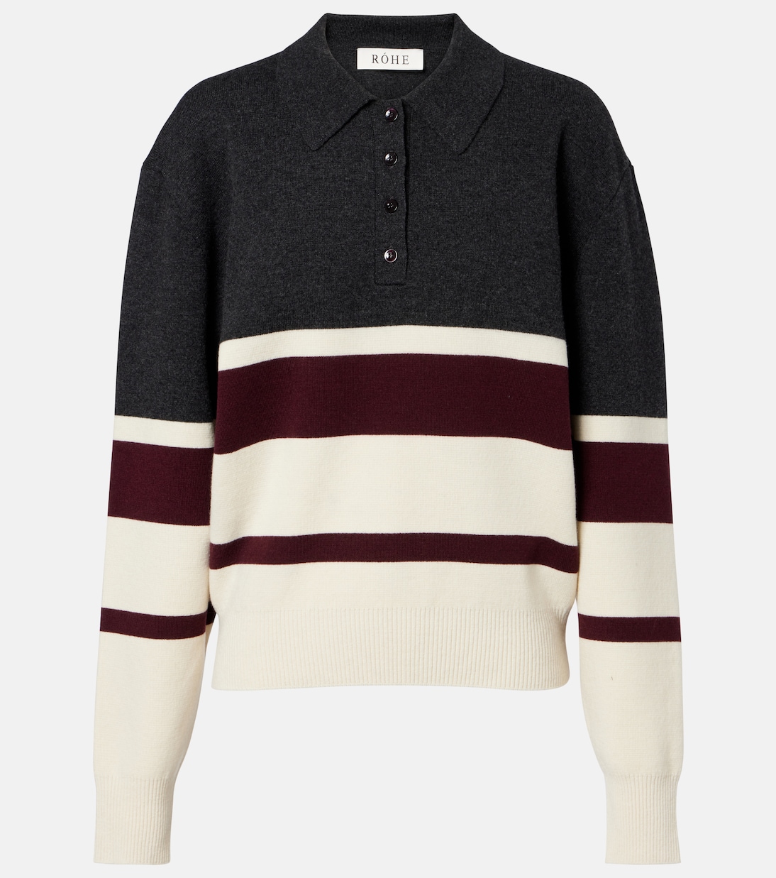 Шерстяной поло свитер с кашемиром Róhe, Stripe
Шерстяной поло свитер с кашемиром Róhe, Stripe