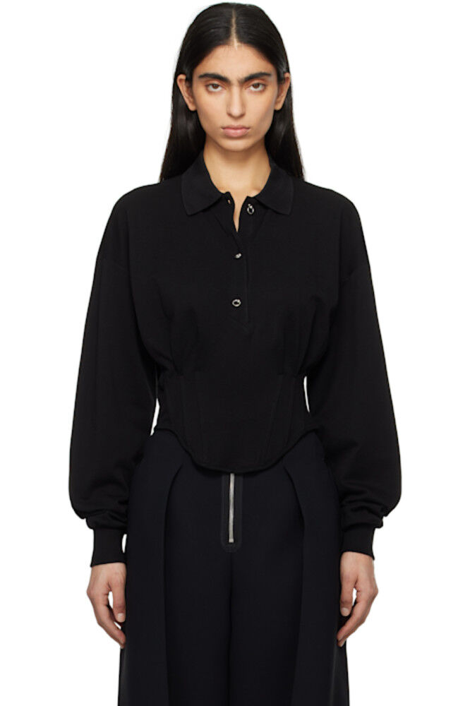 Черная корсетная рубашка-поло Mugler
Черная корсетная рубашка-поло Mugler