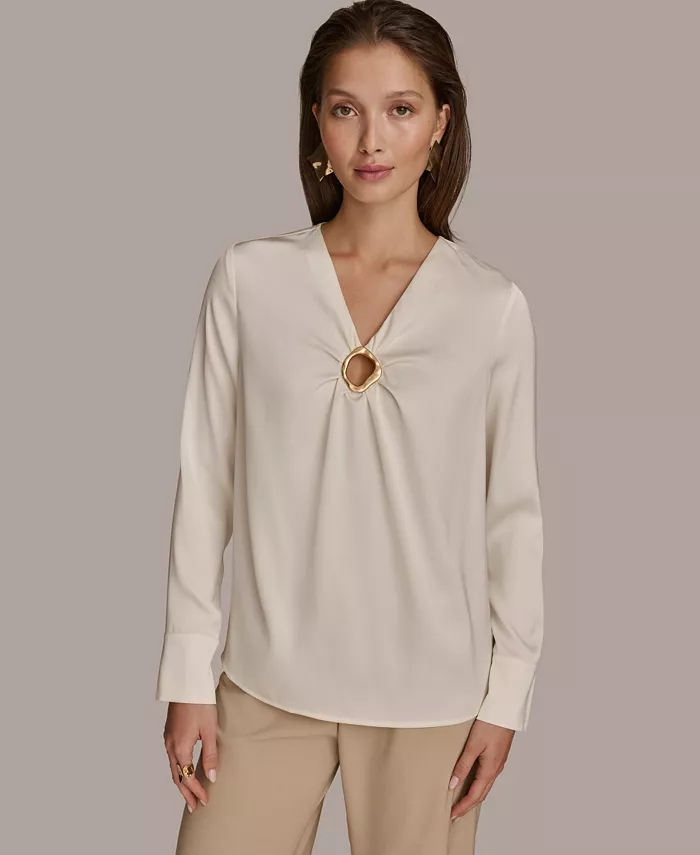 Женский топ с V-образным вырезом и декором Donna Karan New York, загар/бежевый
Женский топ с V-образным вырезом и декором Donna Karan New York, загар/бежевый