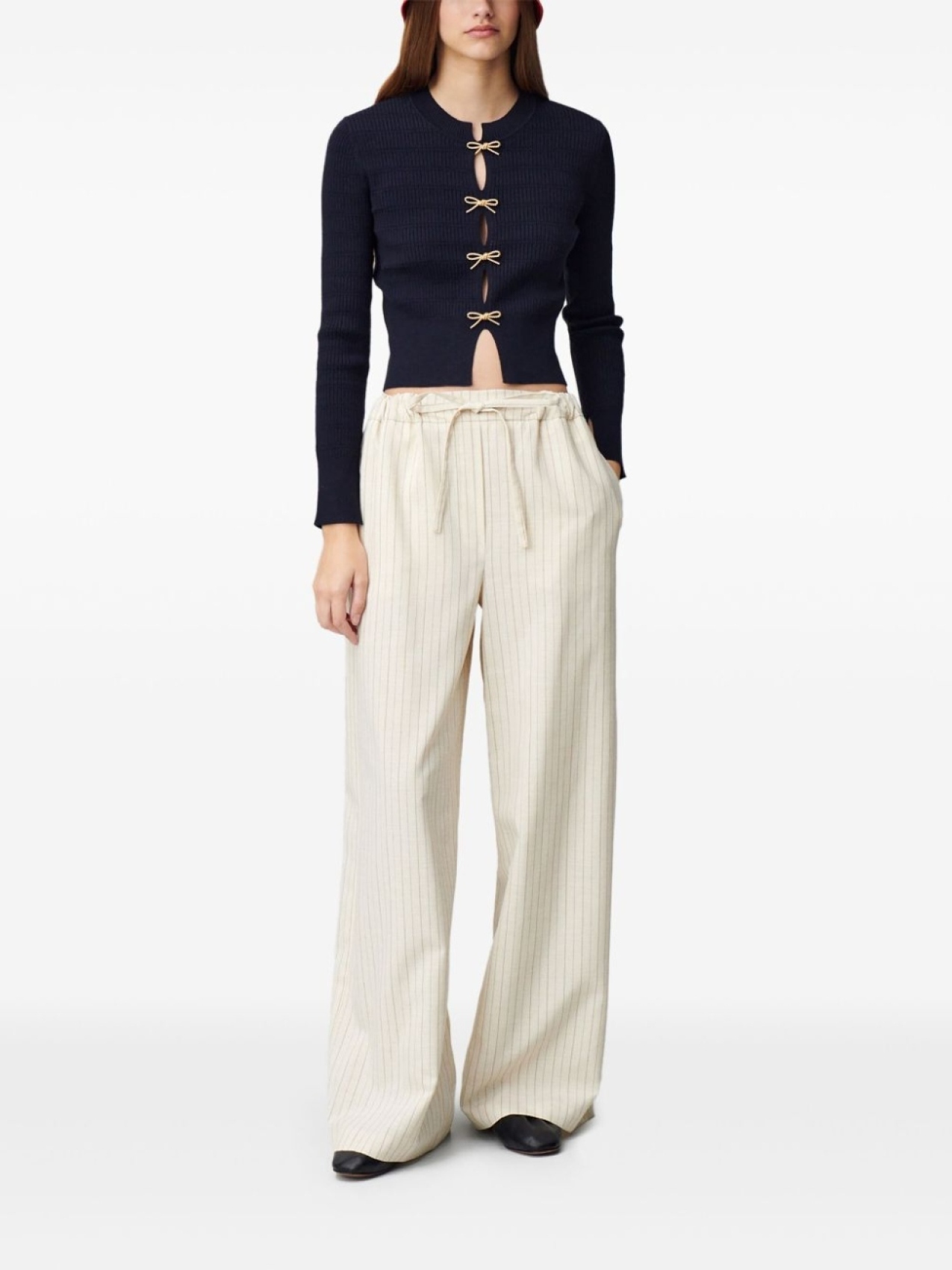 Claudie Pierlot свитер тонкой вязки с бантами, синий 
Claudie Pierlot свитер тонкой вязки с бантами, синий