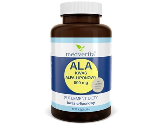 Medverita, Альфа-липоевая кислота АЛК, 500 мг, 100 капсул
Medverita, Альфа-липоевая кислота АЛК, 500 мг, 100 капсул
