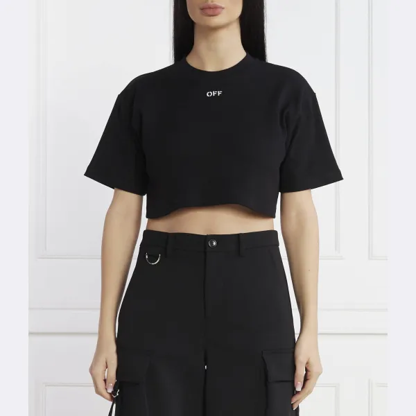 Укороченная футболка Off White, черный
Укороченная футболка Off White, черный