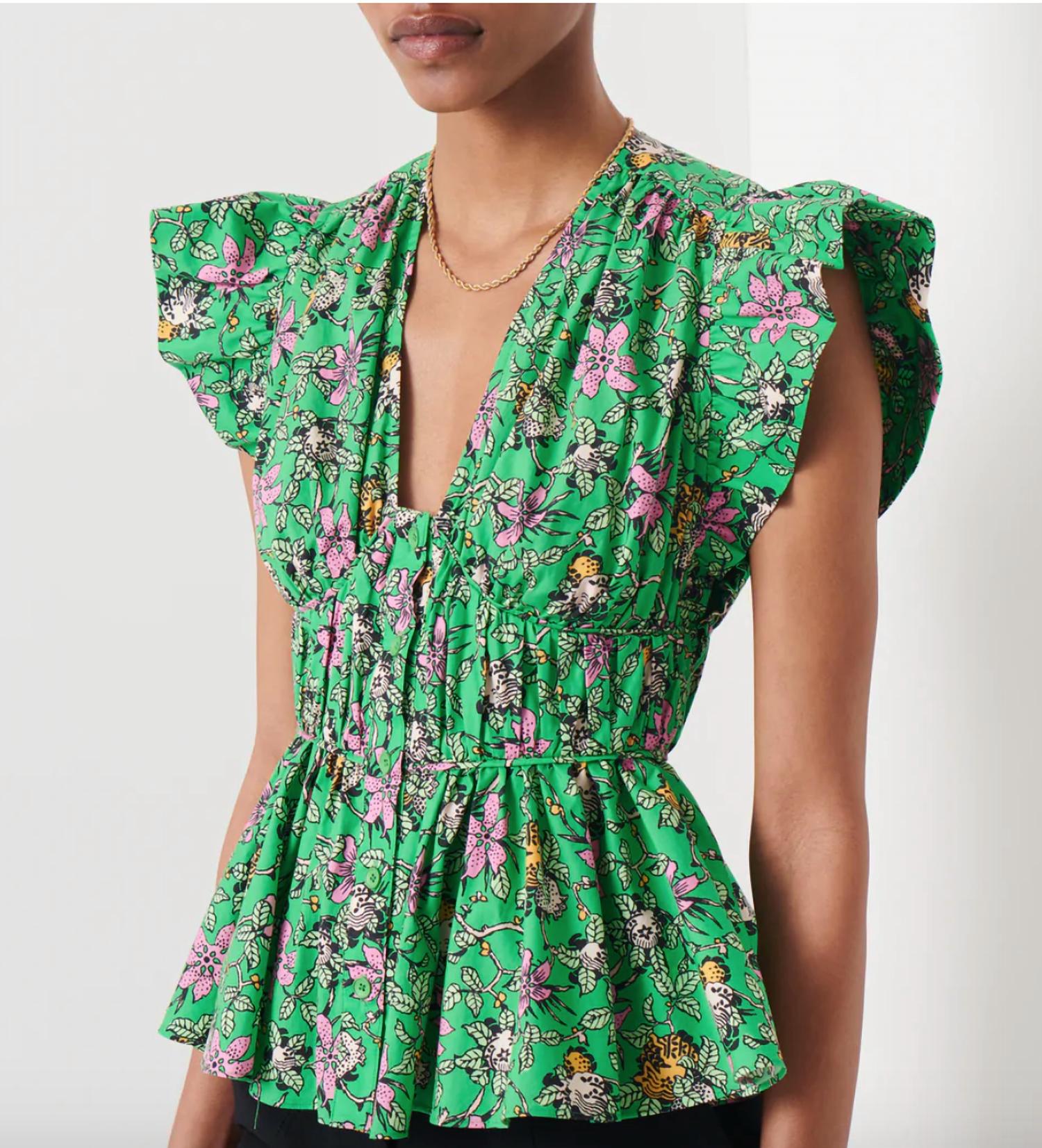 Топ Roselyn с оборками на рукавах, многоцветный зеленый Derek Lam 10 Crosby
Топ Roselyn с оборками на рукавах, многоцветный зеленый Derek Lam 10 Crosby