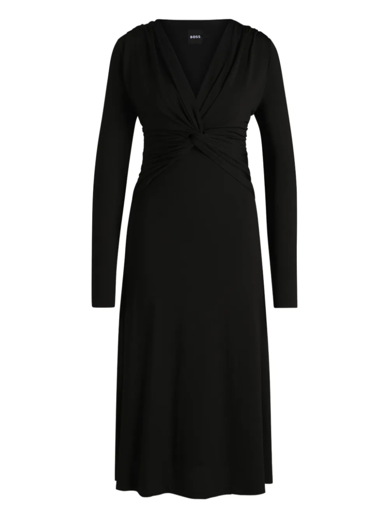 Платье миди с длинными рукавами и перекрученной отделкой от BOSS, черный
Платье миди с длинными рукавами и перекрученной отделкой от BOSS, черный