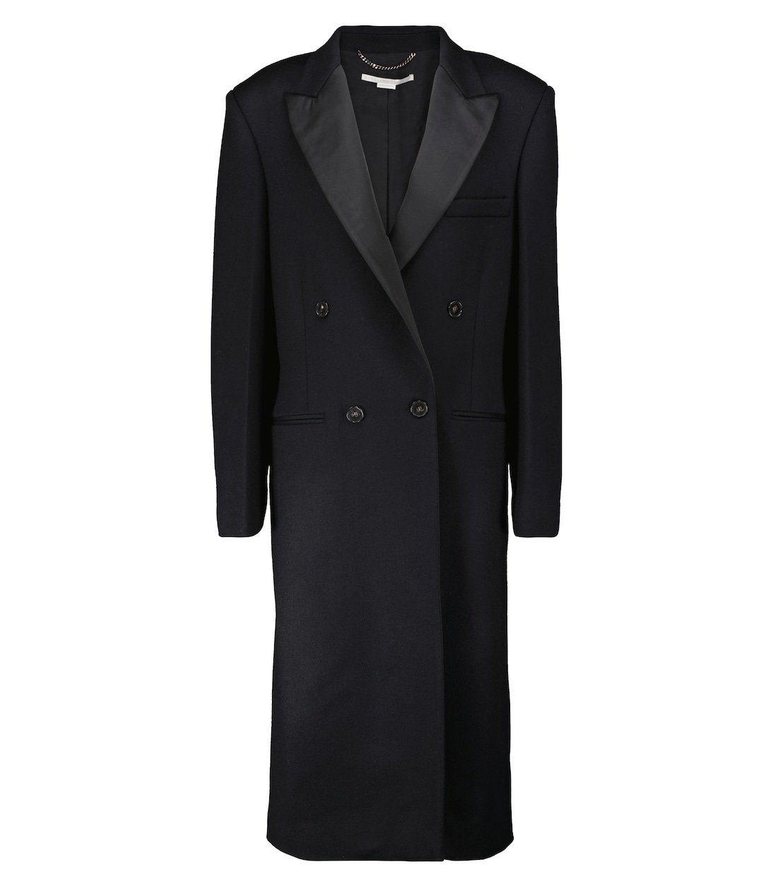 Двубортное шерстяное пальто Stella McCartney, черный
Двубортное шерстяное пальто Stella McCartney, черный