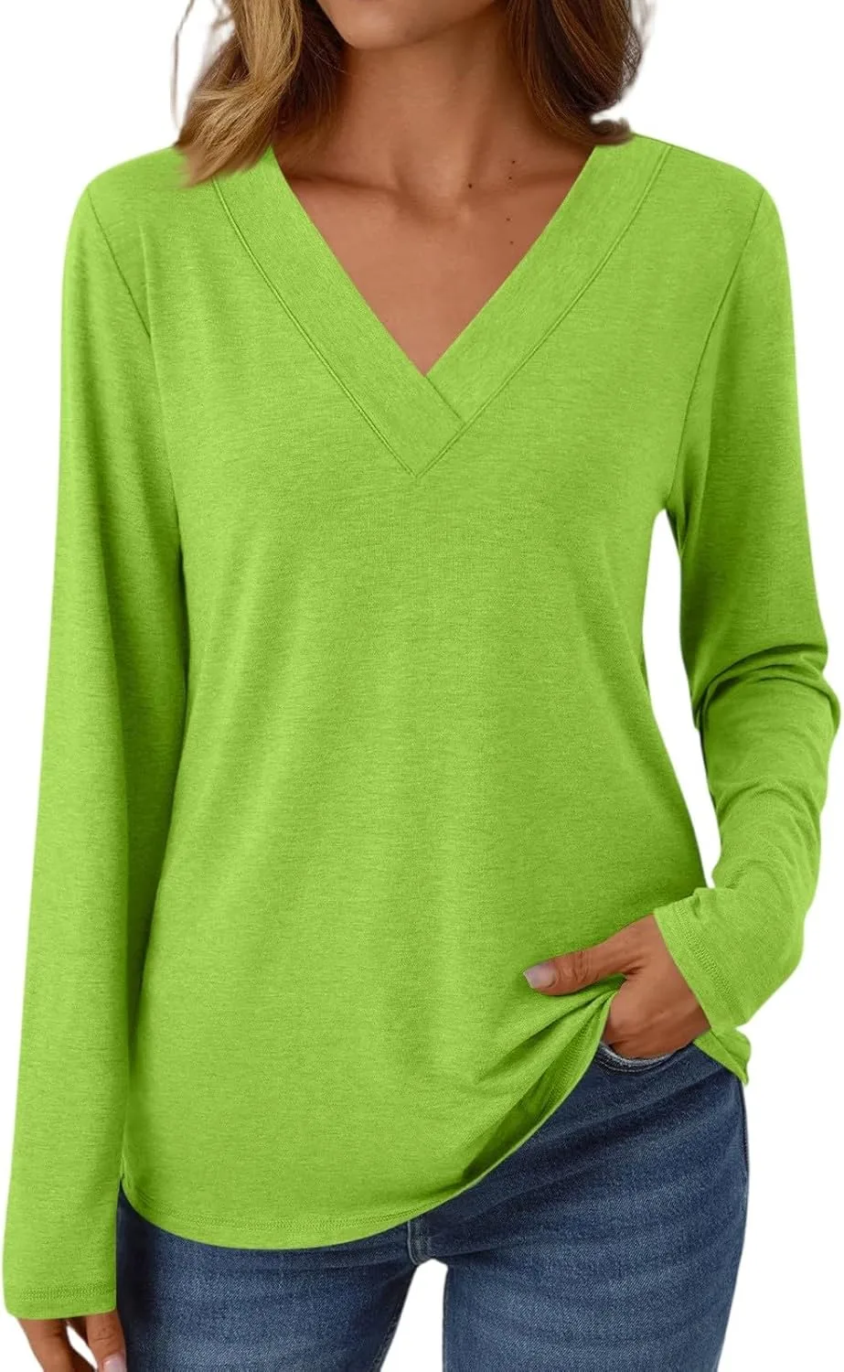 Женская модная блузка-туника с V-образным вырезом и длинными рукавами, свободного кроя, однотонная AMXYFBK
Женская модная блузка-туника с V-образным вырезом и длинными рукавами, свободного кроя, однотонная AMXYFBK