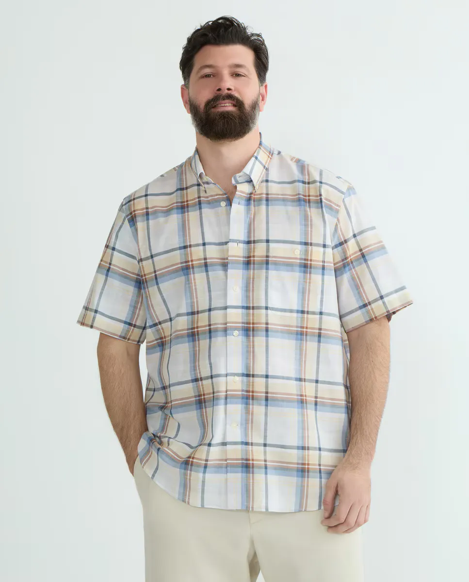 Мужская рубашка большого размера в клетку с короткими рукавами Dustin, светло-зеленый 
Мужская рубашка большого размера в клетку с короткими рукавами Dustin, светло-зеленый