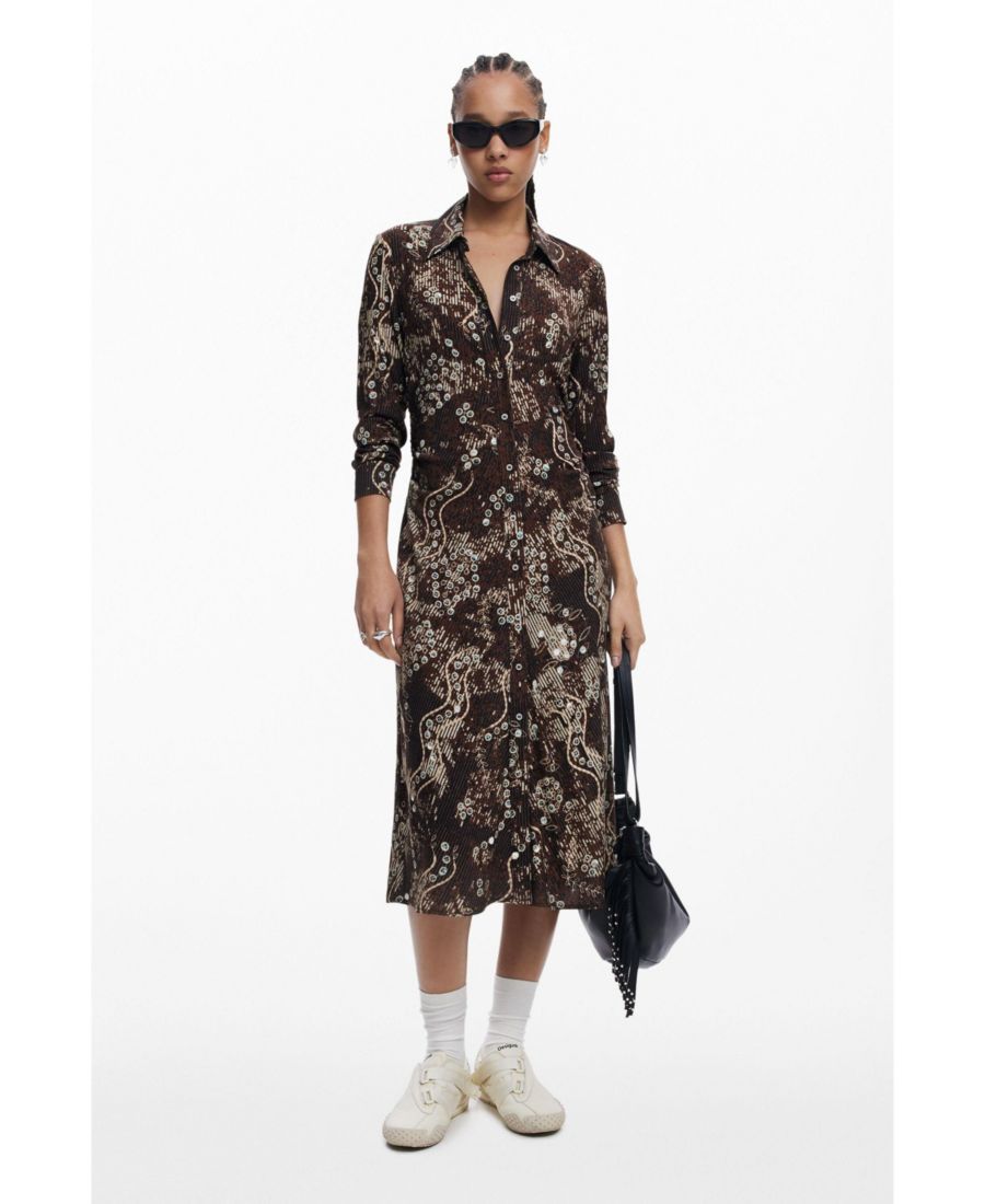 Женское платье-рубашка со змеиным принтом Desigual, Beige
Женское платье-рубашка со змеиным принтом Desigual, Beige