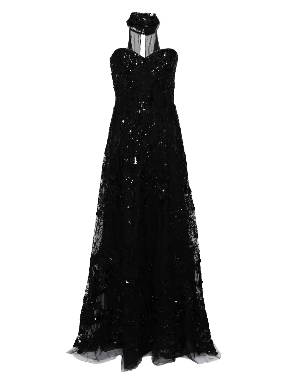 Вышитое платье без бретелек Saiid Kobeisy, черный 
Вышитое платье без бретелек Saiid Kobeisy, черный