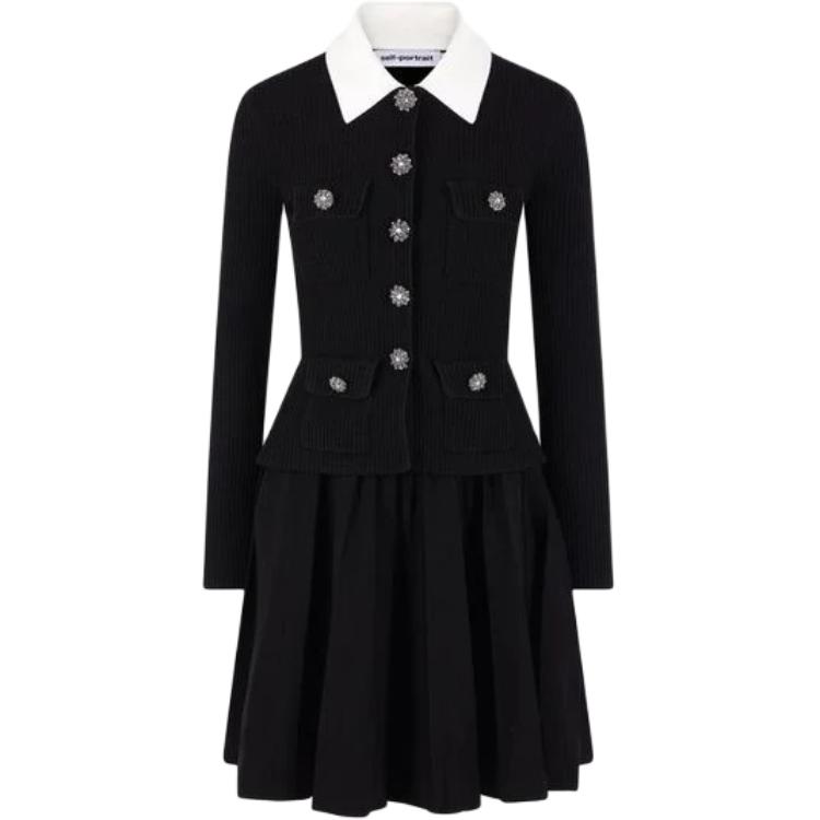 Мини-платье с воротником и декором Self-portrait, черный
Мини-платье с воротником и декором Self-portrait, черный