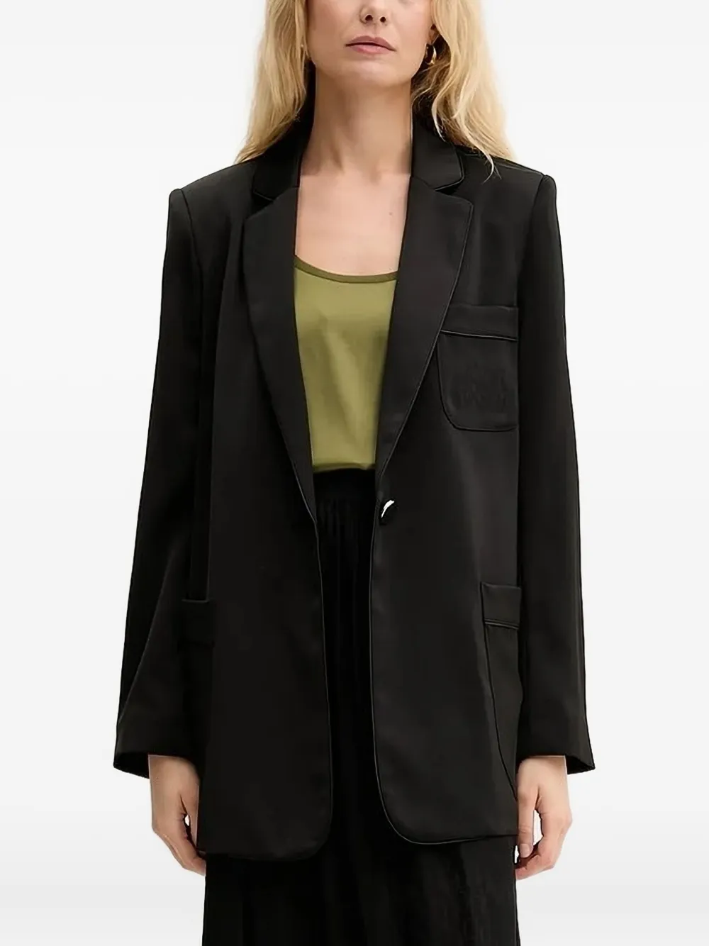 Блейзер с вышитыми карманами Armani Exchange, черный 
Блейзер с вышитыми карманами Armani Exchange, черный