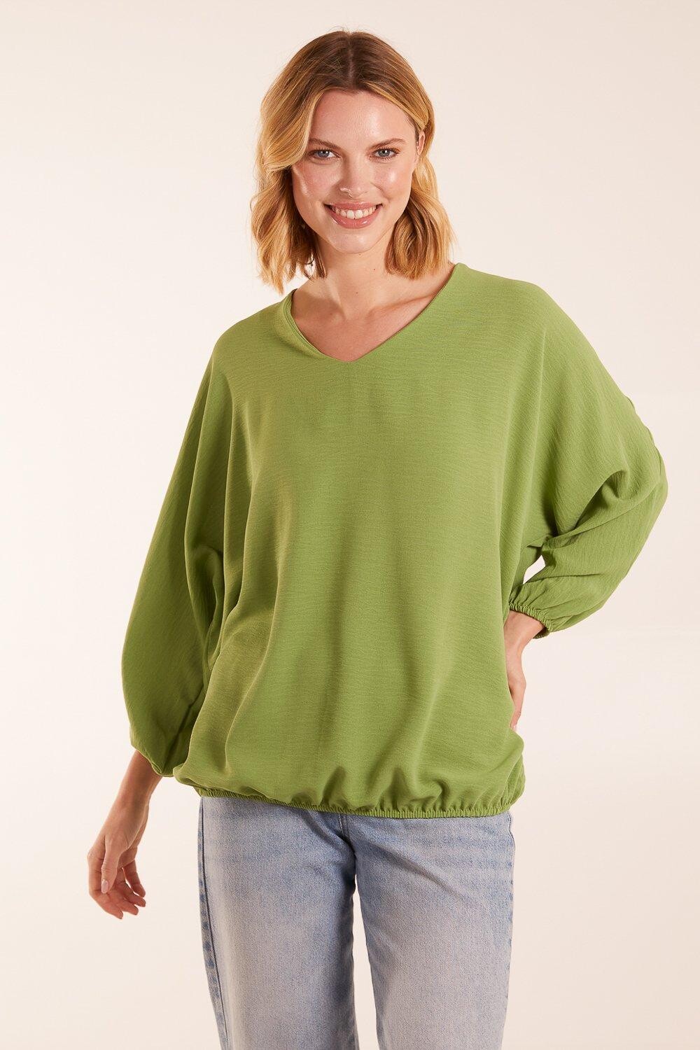 Блуза с V-образным вырезом и пышными рукавами Blue Vanilla, зеленый
Блуза с V-образным вырезом и пышными рукавами Blue Vanilla, зеленый