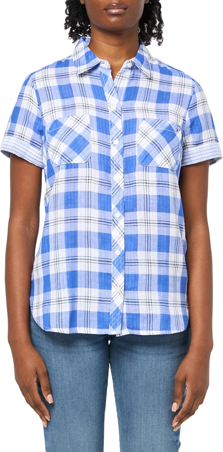 Женская хлопковая клетчатая рубашка Tommy Hilfiger с карманами, двухслойная, скрытая, клетчатая, Provence Blue Multi
Женская хлопковая клетчатая рубашка Tommy Hilfiger с карманами, двухслойная, скрытая, клетчатая, Provence Blue Multi