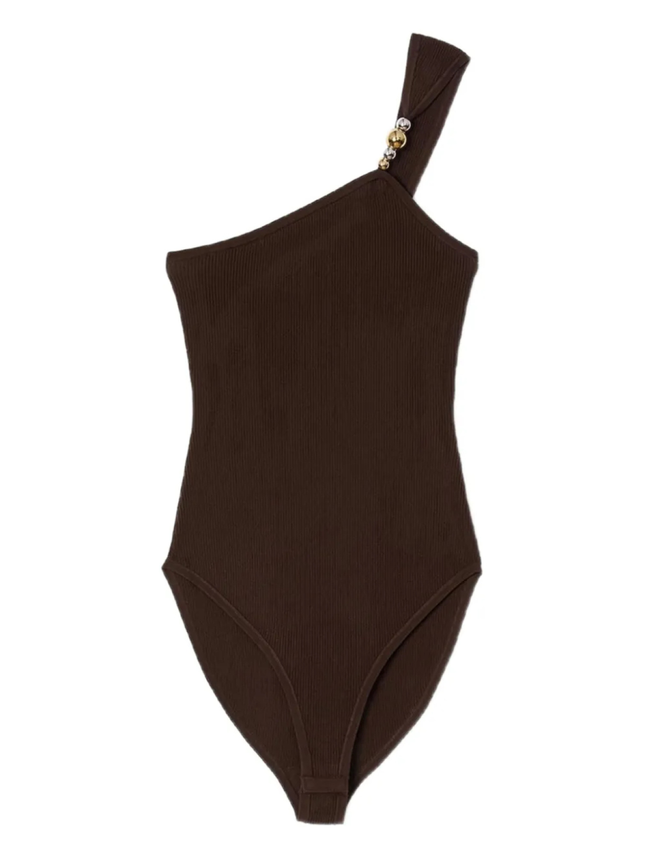 Асимметричный боди с отделкой бисером SANDRO, коричневый 
Асимметричный боди с отделкой бисером SANDRO, коричневый