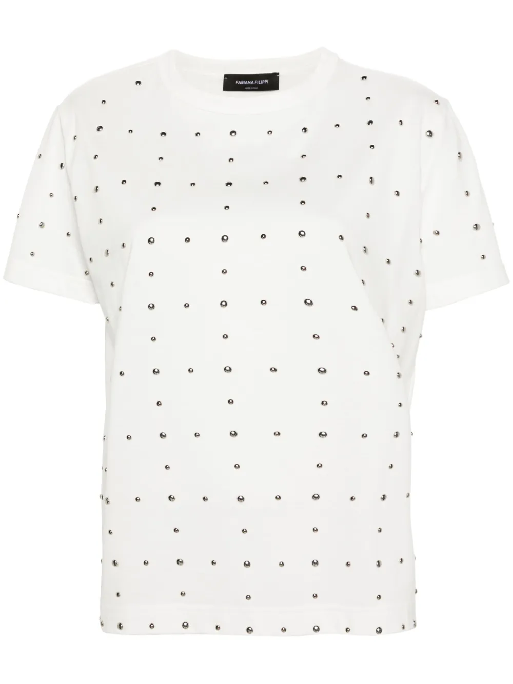 Футболка с заклепками Fabiana Filippi, белый 
Футболка с заклепками Fabiana Filippi, белый