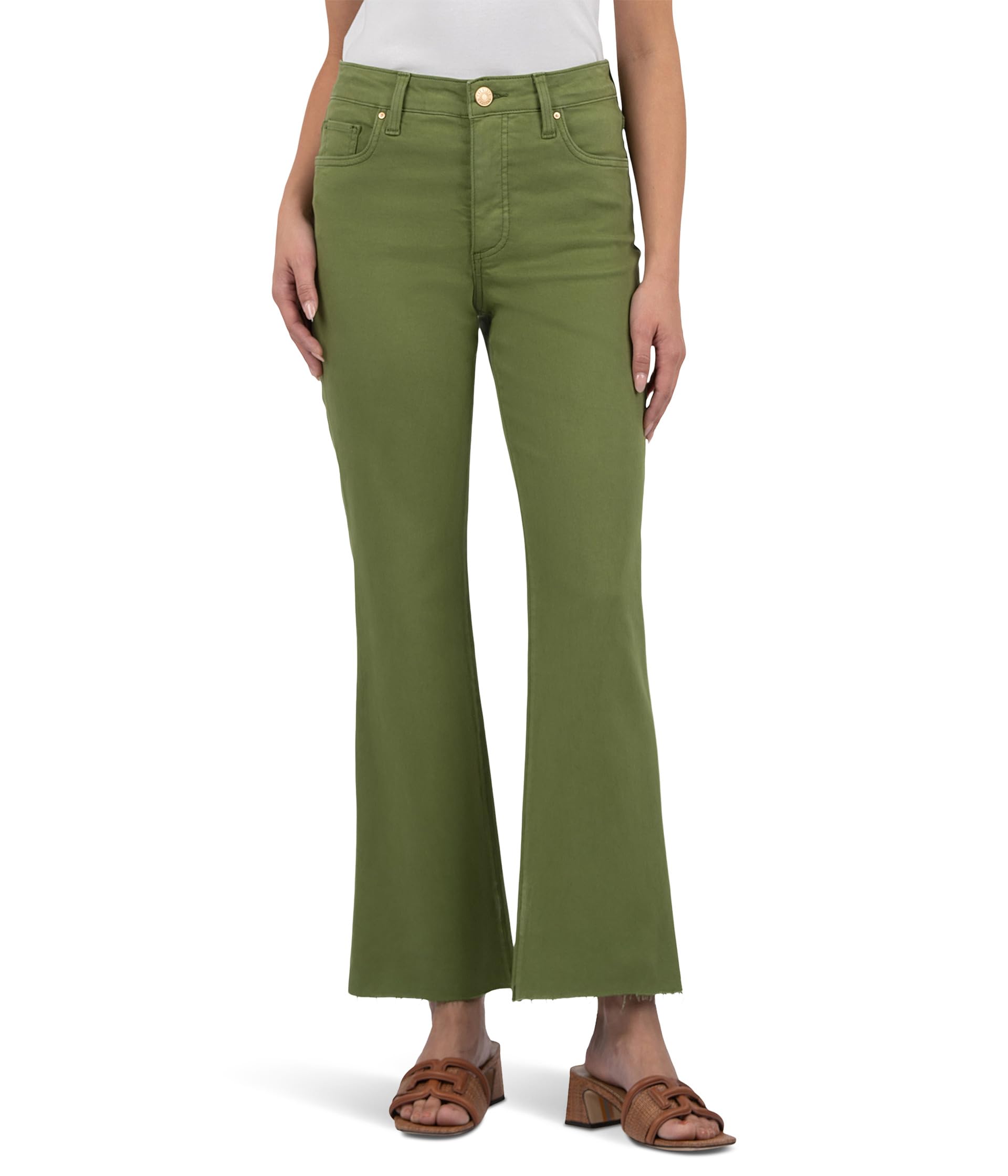 Джинсы KUT from the Kloth Kelsey High-Rise Fab Ab Ankle Flare With Raw Hem, Army Green
Джинсы KUT from the Kloth Kelsey High-Rise Fab Ab Ankle Flare With Raw Hem, Army Green