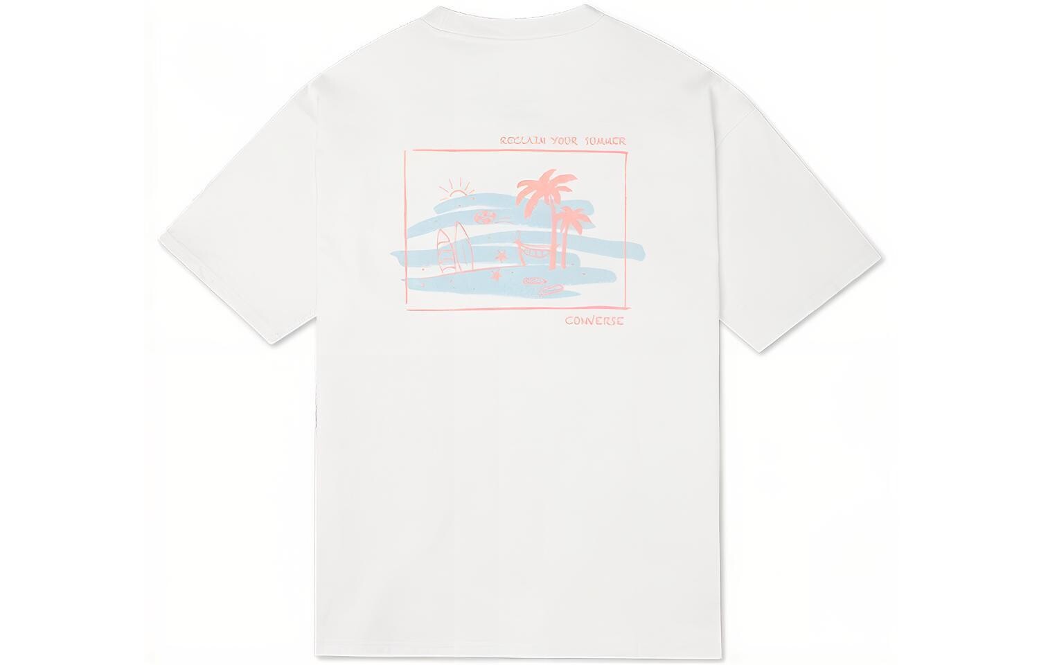 Футболка для летнего отдыха с надписью «SURF» мужская белая Converse, белый 
Футболка для летнего отдыха с надписью «SURF» мужская белая Converse, белый