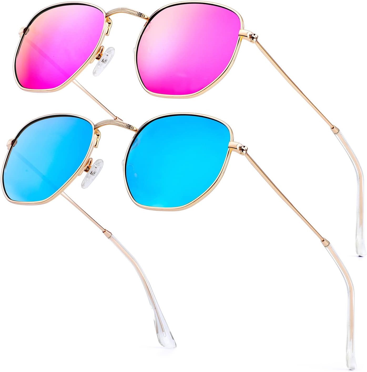 Солнцезащитные очки KALIYADI для женщин и мужчин, поляризованные, квадратная форма, защита от УФ-излучения, модная шестиугольная металлическая оправа, B11 (2 Pack) Gold/Blue + Gold/Pink (Hexagonal)
Солнцезащитные очки KALIYADI для женщин и мужчин, поляризованные, квадратная форма, защита от УФ-излучения, модная шестиугольная металлическая оправа, B11 (2 Pack) Gold/Blue + Gold/Pink (Hexagonal)